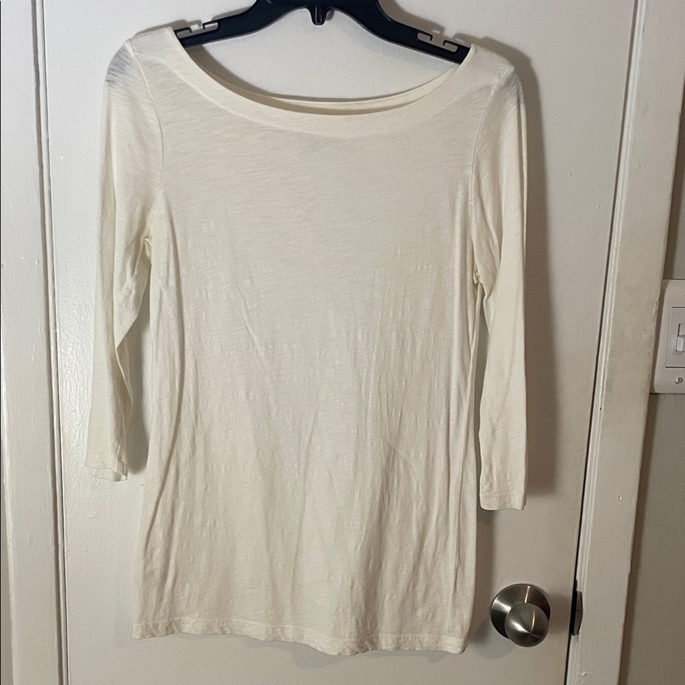LOFT Cream 3/4 Sleeve Women's Top
